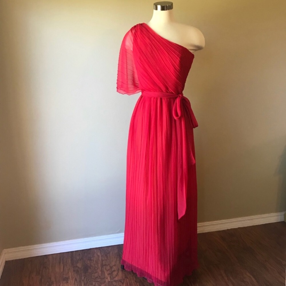 Vintage 70s Miss Elliette Red Chiffon Maxi Gown